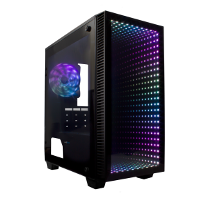 GABINETE GAME FACTOR CSG560 Micro ATX Gaming PC case, with tempered glass front panel and side