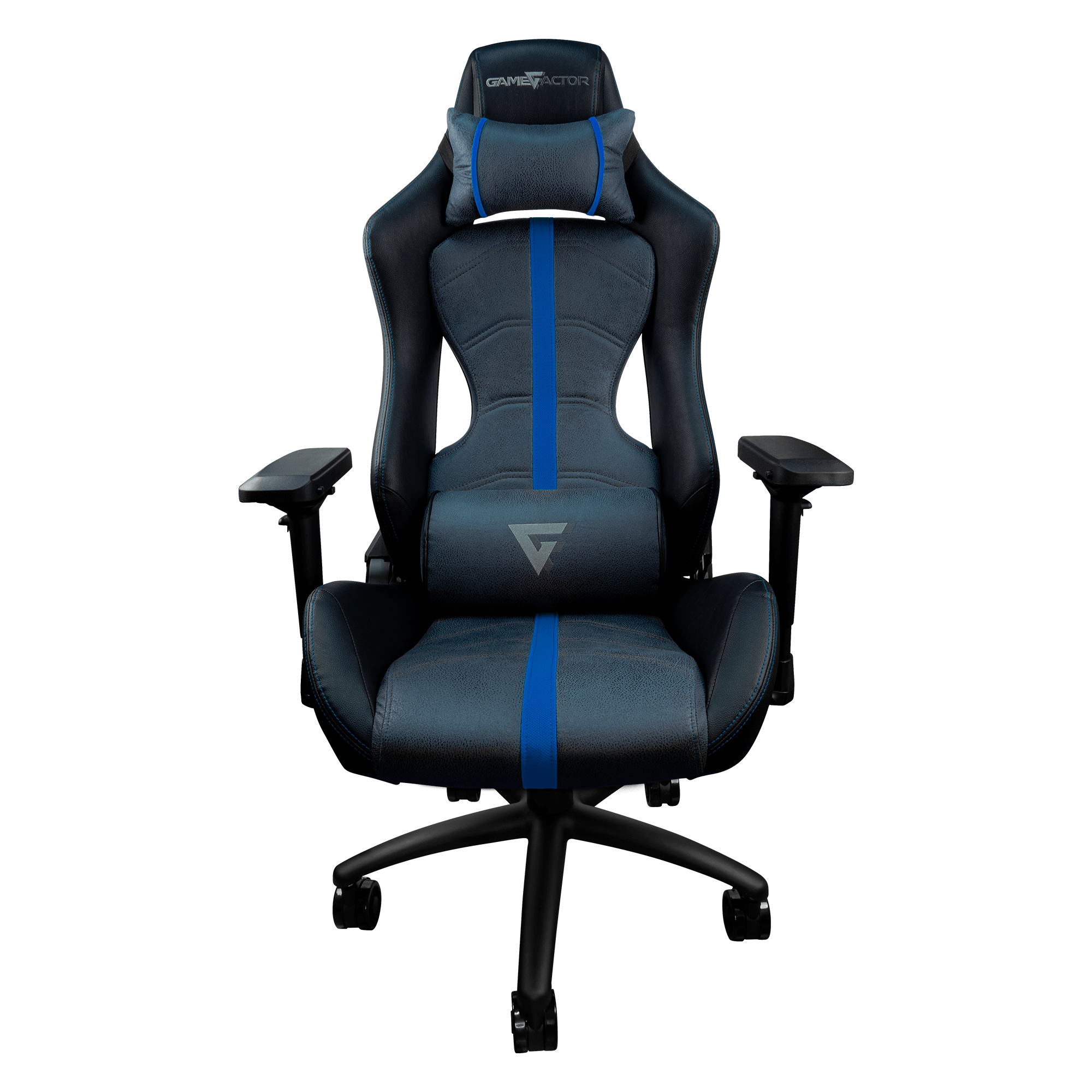 Silla Gamer Game Factor CGC650 Leathaire Reclinable con Descansabrazos 4D Negro/Azul