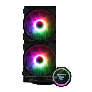ENFRIAMIENTO LÍQUIDO GAME FACTOR LQG600, 240MM, RGB, 180W, 2 fan 120mm, NEGRO